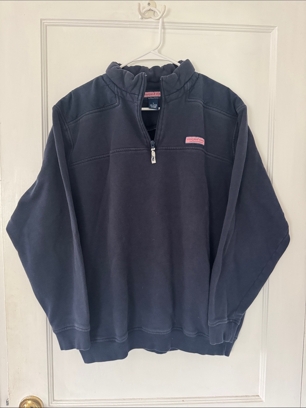 Vineyard Vines Men's Navy Half-Zip Pullover with Pink Logo